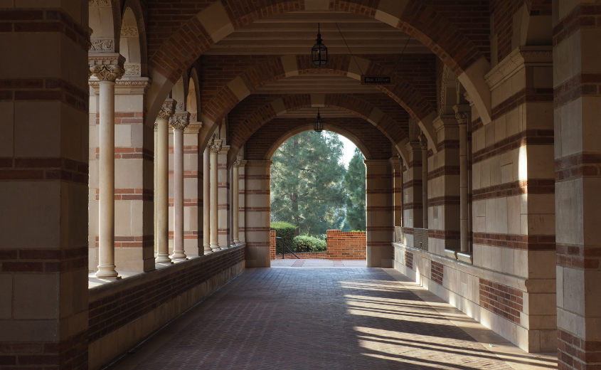 Arches down a corridor at a college