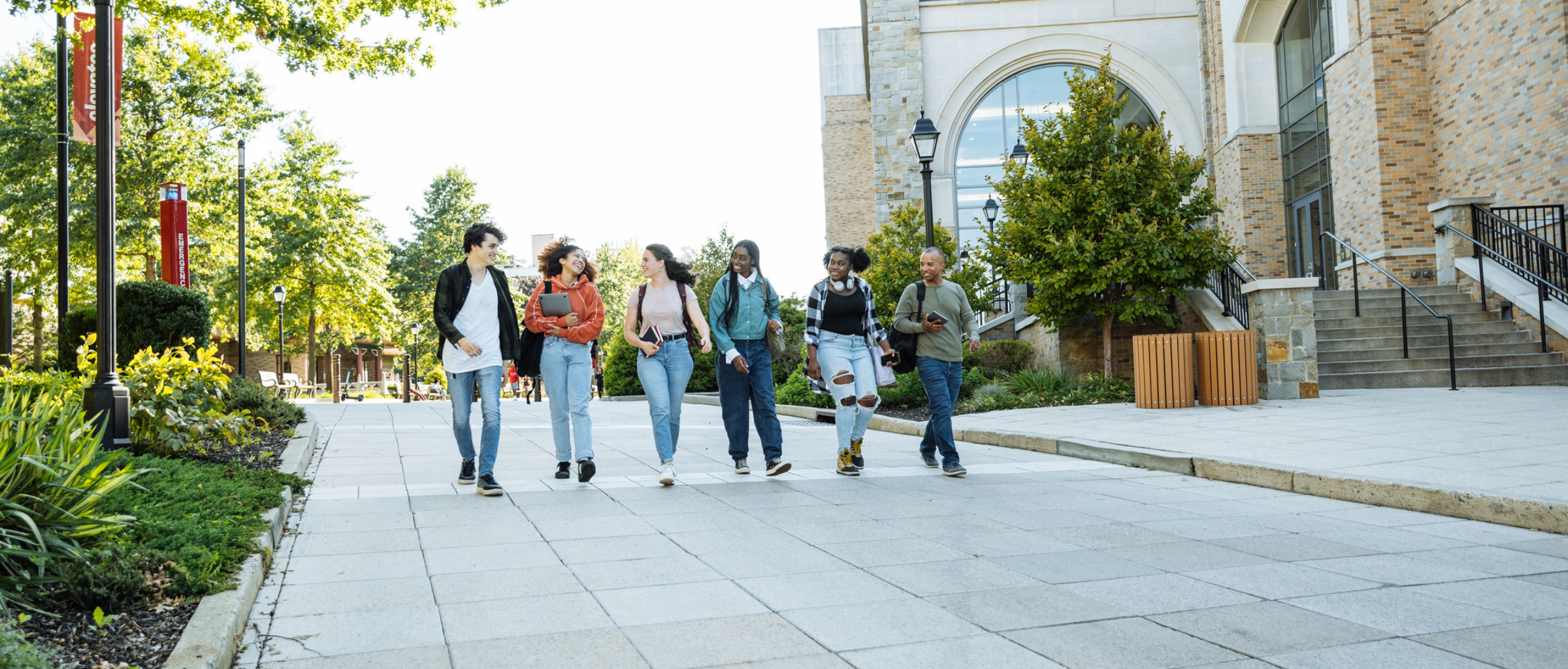 Group of students walking on campus